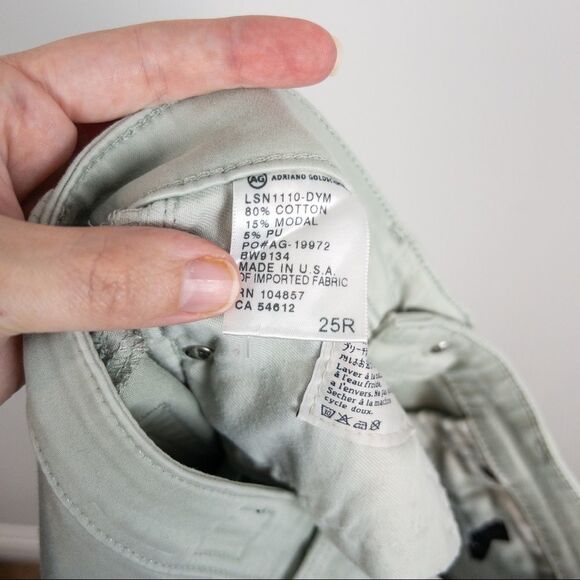 AG Adriano Goldschmied The Stilt Cigarette Jeans Mint Green Size 25 Low Rise - Picture 9 of 11